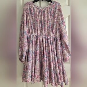 Bohme Women's Floral Flare Mini Long Sleeve Dress Size XL